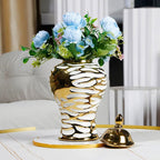 Golden Ceramic General Jar Ginger Cans Storage Tanks Decorative Bottles Flower Vase Chinese Retro Ornaments Home Decoration - Grand Goldman