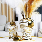 Golden Ceramic General Jar Ginger Cans Storage Tanks Decorative Bottles Flower Vase Chinese Retro Ornaments Home Decoration - Grand Goldman