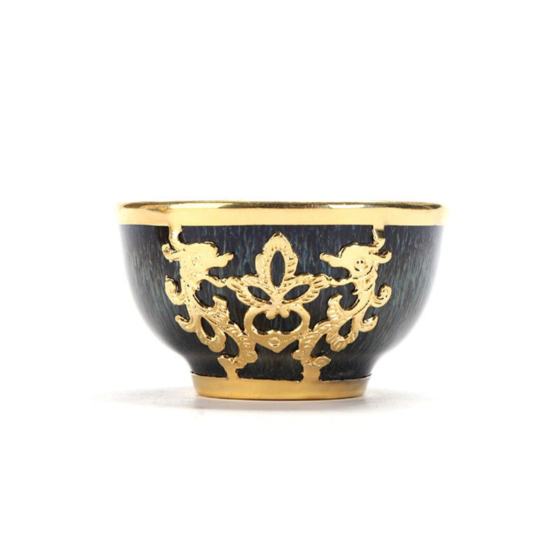 Golden Inlaid Jade Teacup Kiln Changed Hand-drawn Household Kung Fu Tea - Grand Goldman