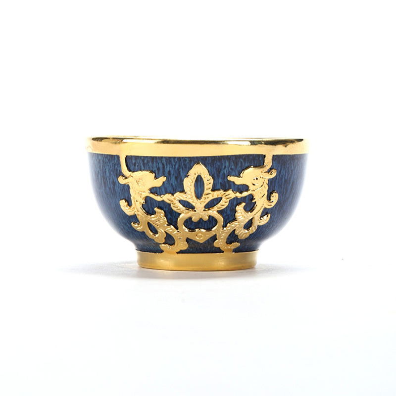 Golden Inlaid Jade Teacup Kiln Changed Hand-drawn Household Kung Fu Tea - Grand Goldman