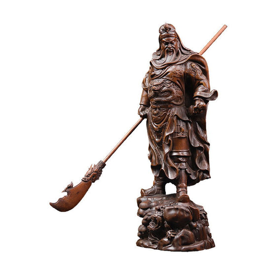 Gongwu God Of Wealth Statue Boxwood Carving Guan Erye Antique Figure Ornaments - Grand Goldman