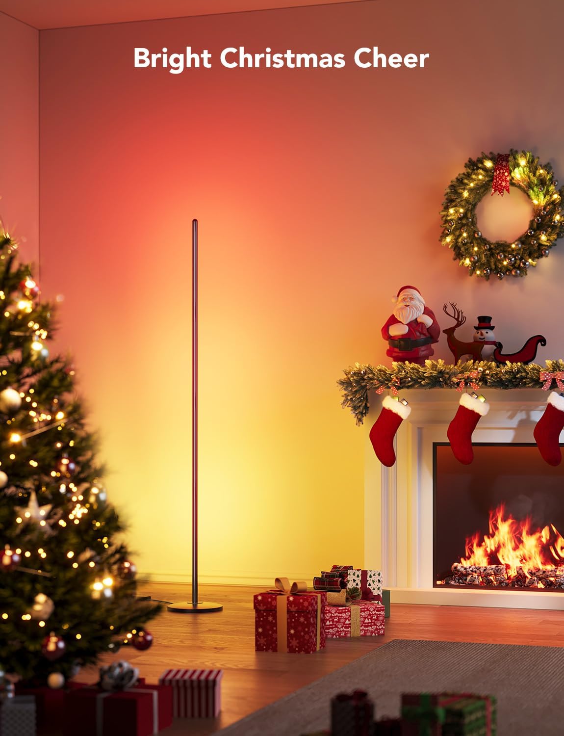 Govee RGBIC Floor Lamp, LED Corner Lamp Works with Alexa, Smart Modern Floor Lamp with Music Sync and 16 Million DIY Colors, Color Changing Standing Floor Lamp for Bedroom Living Room Black - Grand Goldman