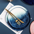 Gradient Underglaze Ceramic Western Dinner Plate - Grand Goldman