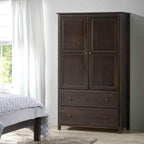 Grain Wood Furniture Shaker 2-Door Wardrobe, Solid Wood with Expresso Finish - Grand Goldman