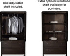 Grain Wood Furniture Shaker 2-Door Wardrobe, Solid Wood with Expresso Finish - Grand Goldman