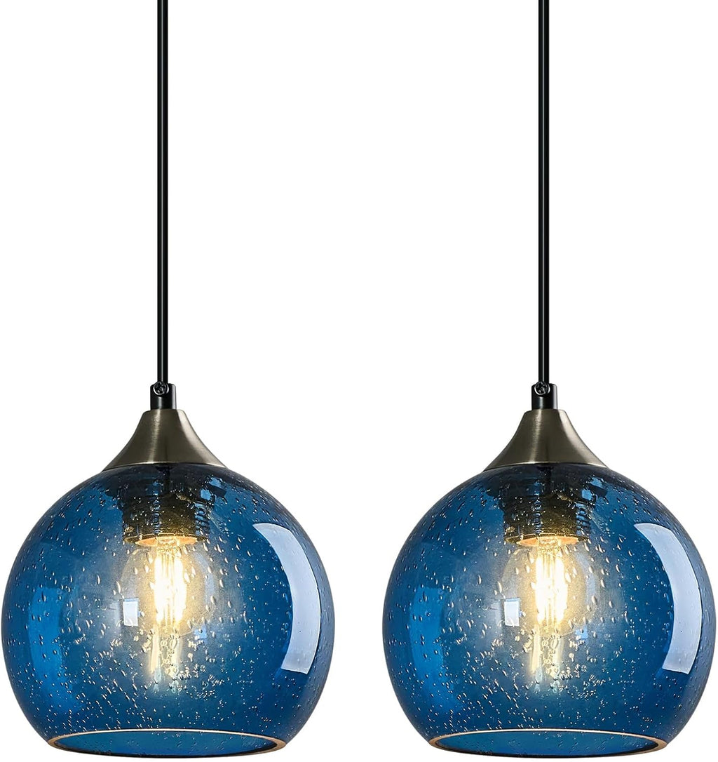 Gray Green Glass Pendant Lights Kitchen Island Lighting Globe Pendant Light Fixtures Modern Pendant Lighting for Kitchen Island Bedroom Living Dining Room Light Fixture(5.9in, 3-Pack) - Grand Goldman