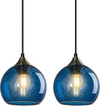 Gray Green Glass Pendant Lights Kitchen Island Lighting Globe Pendant Light Fixtures Modern Pendant Lighting for Kitchen Island Bedroom Living Dining Room Light Fixture(5.9in, 3-Pack) - Grand Goldman