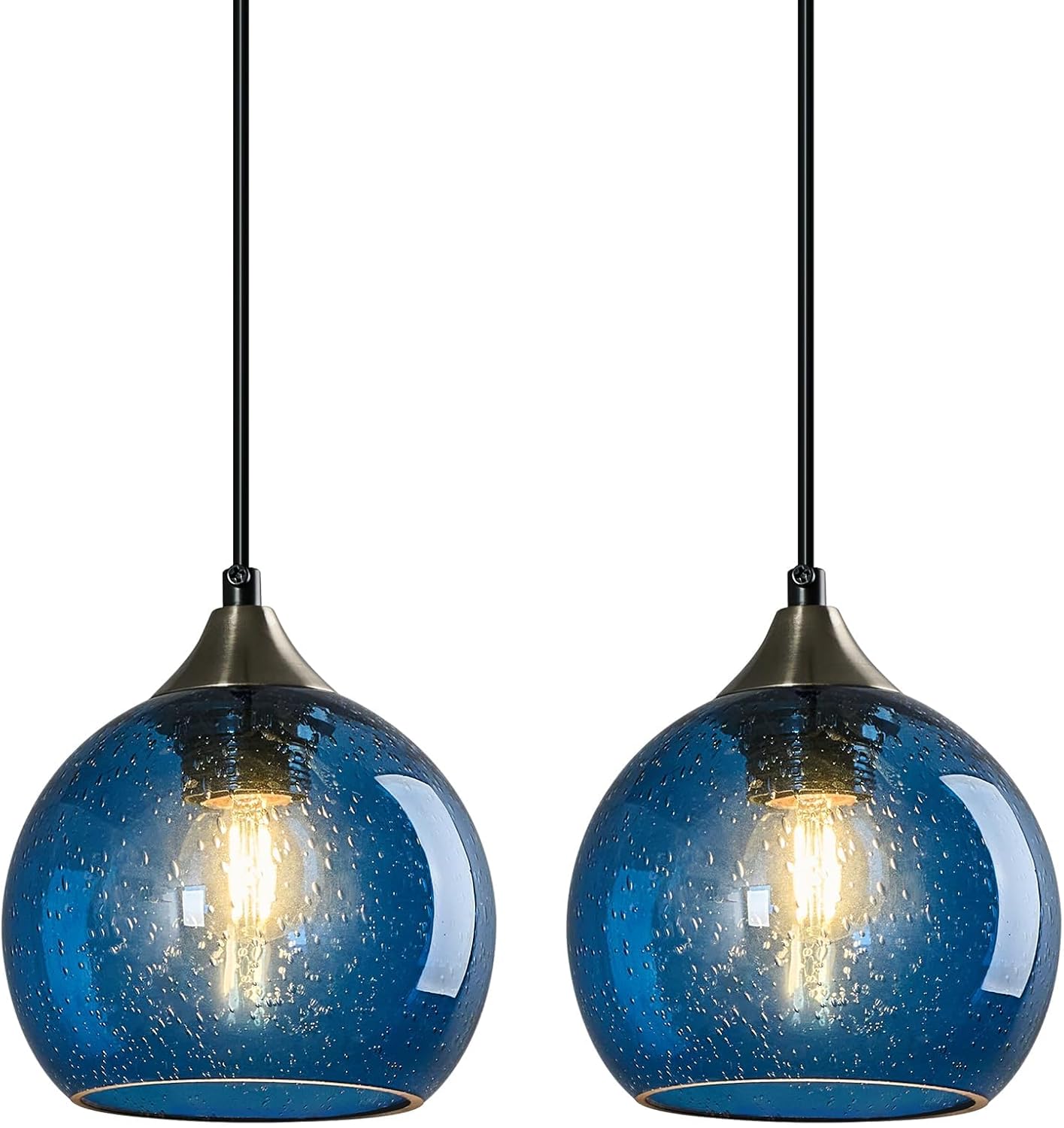 Gray Green Glass Pendant Lights Kitchen Island Lighting Globe Pendant Light Fixtures Modern Pendant Lighting for Kitchen Island Bedroom Living Dining Room Light Fixture(5.9in, 3-Pack) - Grand Goldman