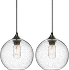Gray Green Glass Pendant Lights Kitchen Island Lighting Globe Pendant Light Fixtures Modern Pendant Lighting for Kitchen Island Bedroom Living Dining Room Light Fixture(5.9in, 3-Pack) - Grand Goldman
