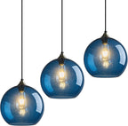 Gray Green Glass Pendant Lights Kitchen Island Lighting Globe Pendant Light Fixtures Modern Pendant Lighting for Kitchen Island Bedroom Living Dining Room Light Fixture(5.9in, 3-Pack) - Grand Goldman