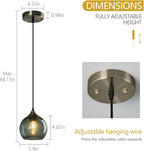 Gray Green Glass Pendant Lights Kitchen Island Lighting Globe Pendant Light Fixtures Modern Pendant Lighting for Kitchen Island Bedroom Living Dining Room Light Fixture(5.9in, 3-Pack) - Grand Goldman