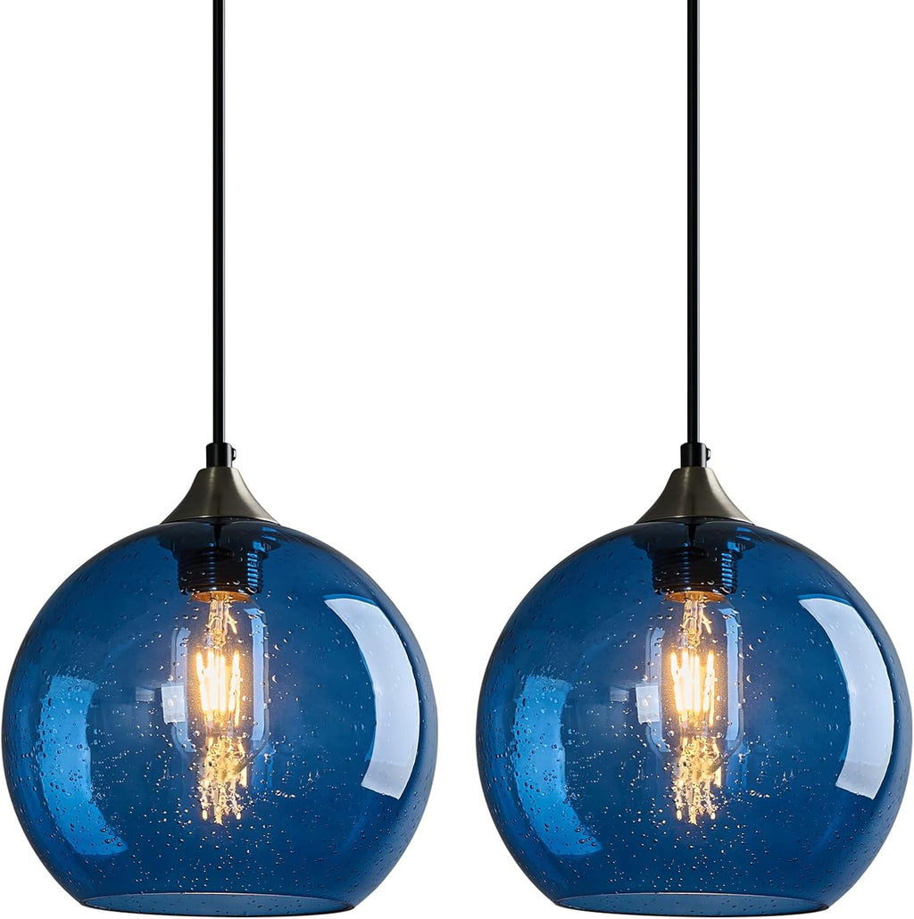 Gray Green Glass Pendant Lights Kitchen Island Lighting Globe Pendant Light Fixtures Modern Pendant Lighting for Kitchen Island Bedroom Living Dining Room Light Fixture(5.9in, 3-Pack) - Grand Goldman