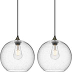 Gray Green Glass Pendant Lights Kitchen Island Lighting Globe Pendant Light Fixtures Modern Pendant Lighting for Kitchen Island Bedroom Living Dining Room Light Fixture(5.9in, 3-Pack) - Grand Goldman