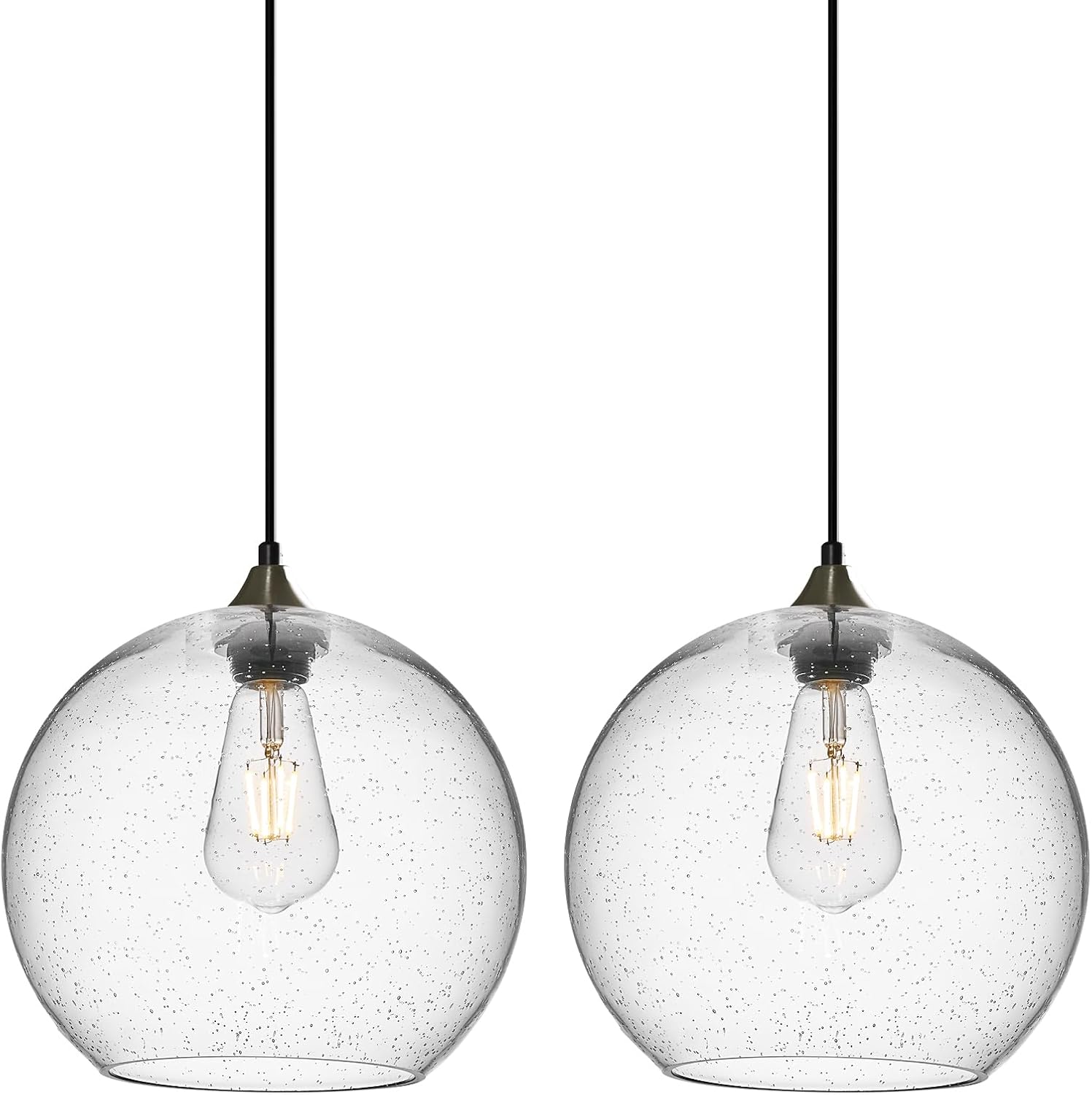Gray Green Glass Pendant Lights Kitchen Island Lighting Globe Pendant Light Fixtures Modern Pendant Lighting for Kitchen Island Bedroom Living Dining Room Light Fixture(5.9in, 3-Pack) - Grand Goldman