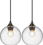 Gray Green Glass Pendant Lights Kitchen Island Lighting Globe Pendant Light Fixtures Modern Pendant Lighting for Kitchen Island Bedroom Living Dining Room Light Fixture(5.9in, 3-Pack) - Grand Goldman