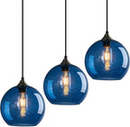 Gray Green Glass Pendant Lights Kitchen Island Lighting Globe Pendant Light Fixtures Modern Pendant Lighting for Kitchen Island Bedroom Living Dining Room Light Fixture(5.9in, 3-Pack) - Grand Goldman