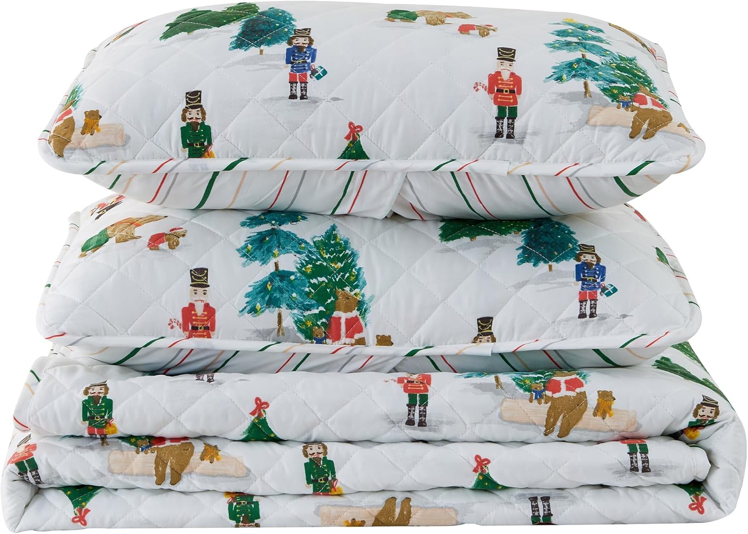 Great Bay Home 2-Piece Christmas Quilt Set with Shams. Reversible Bedspread Coverlet with Holiday Pattern. Holly Collection (Twin/Twin XL) - Grand Goldman