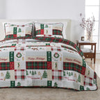Great Bay Home 2-Piece Christmas Quilt Set with Shams. Reversible Bedspread Coverlet with Holiday Pattern. Holly Collection (Twin/Twin XL) - Grand Goldman