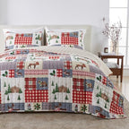 Great Bay Home 2-Piece Christmas Quilt Set with Shams. Reversible Bedspread Coverlet with Holiday Pattern. Holly Collection (Twin/Twin XL) - Grand Goldman
