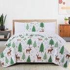 Great Bay Home 2-Piece Christmas Quilt Set with Shams. Reversible Bedspread Coverlet with Holiday Pattern. Holly Collection (Twin/Twin XL) - Grand Goldman