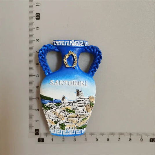 Greece Santorini Mediterranean Water Bottle Tourism Commemorative Refrigerator Stickers 3D Vase Magnet for Fridge Decoration - Grand Goldman