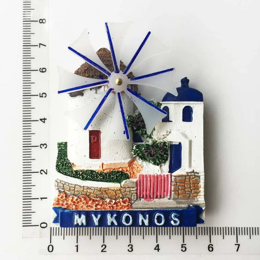 Greek Aegean Mykonos Island Windmill House Fridge Magnet Tourist Souvenirs Magnetic Refrigerator Stickers Home Ornaments - Grand Goldman