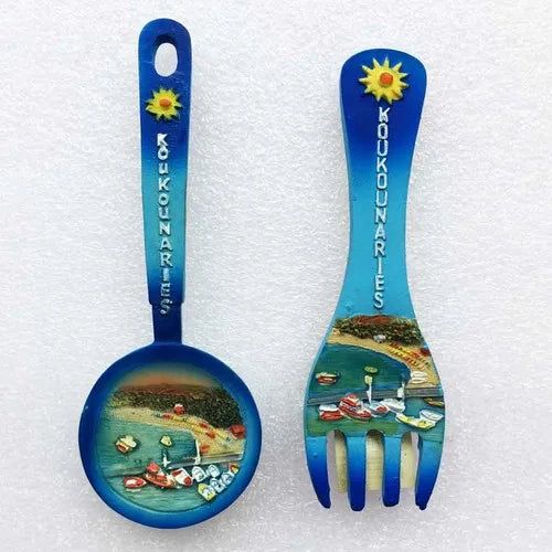 Greek Tourism Souvenir Spoon and Fork Shape Fridge Magnets Koukounaries Kukunaris Refrigerator Magnetic Stickers Travel Gifts - Grand Goldman