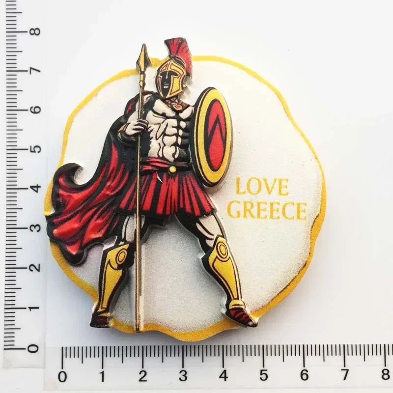 Greek Tourist Souvenirs Fridge Magnet Greece Flag Samurai Spartan Helmet Hand Painting Magnetic Refrigerator Stickers gife ideas - Grand Goldman