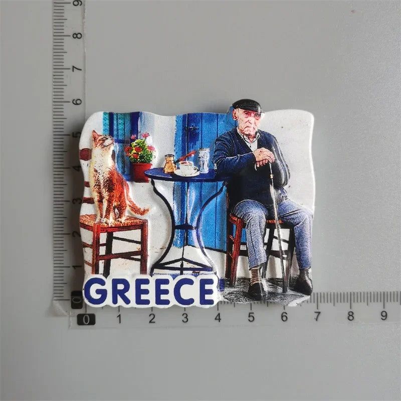 Greek Tourist Souvenirs Fridge Magnet Greece Flag Samurai Spartan Helmet Hand Painting Magnetic Refrigerator Stickers gife ideas - Grand Goldman