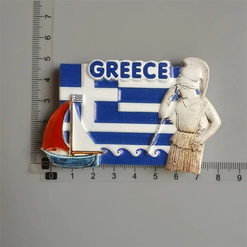 Greek Tourist Souvenirs Fridge Magnet Greece Flag Samurai Spartan Helmet Hand Painting Magnetic Refrigerator Stickers gife ideas - Grand Goldman