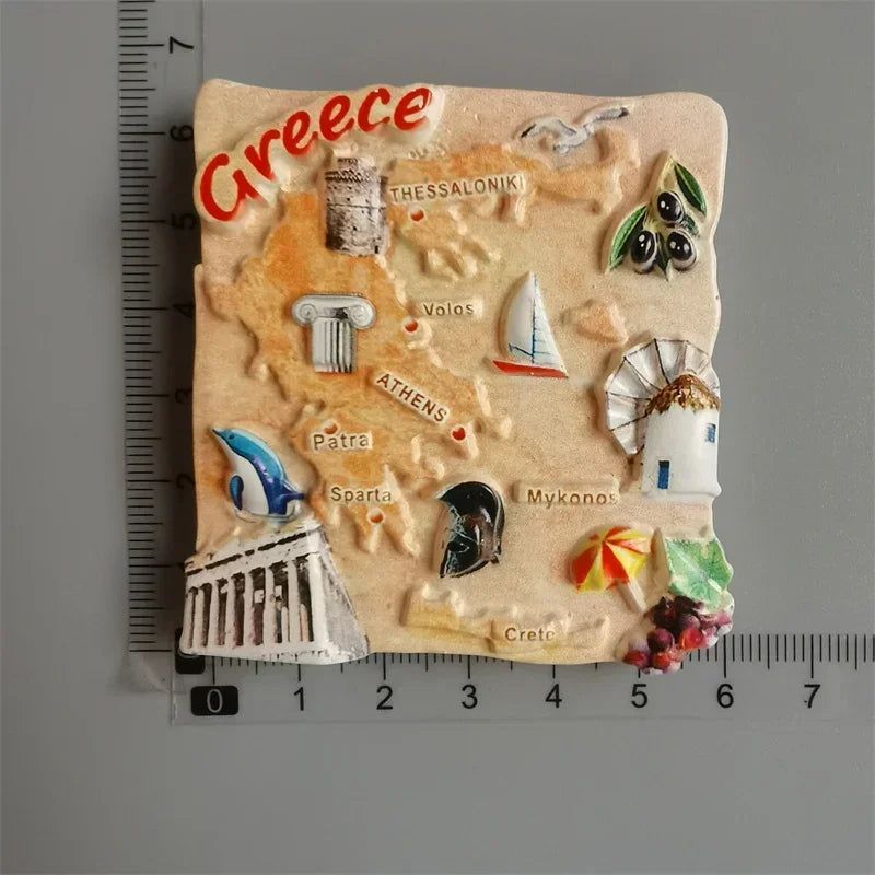 Greek Tourist Souvenirs Fridge Magnet Greece Flag Samurai Spartan Helmet Hand Painting Magnetic Refrigerator Stickers gife ideas - Grand Goldman