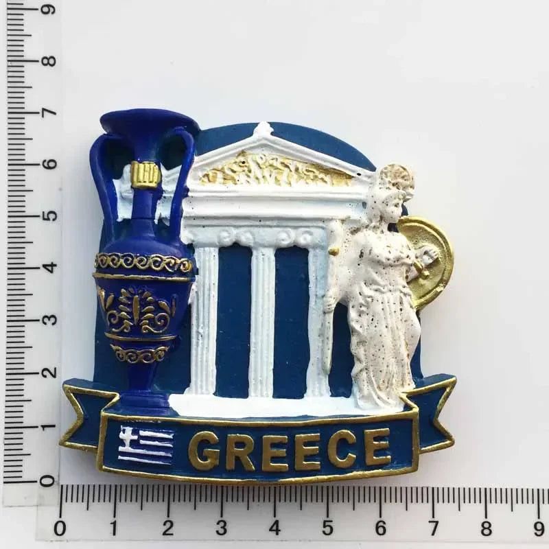 Greek Tourist Souvenirs Fridge Magnet Greece Flag Samurai Spartan Helmet Hand Painting Magnetic Refrigerator Stickers gife ideas - Grand Goldman