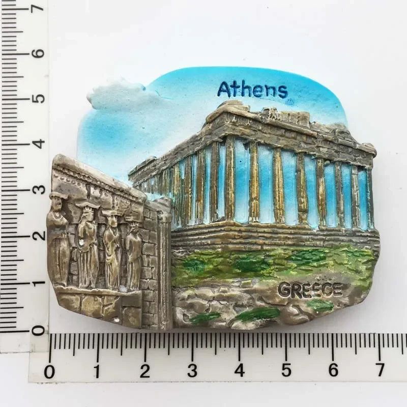 Greek Tourist Souvenirs Fridge Magnet Greece Flag Samurai Spartan Helmet Hand Painting Magnetic Refrigerator Stickers gife ideas - Grand Goldman
