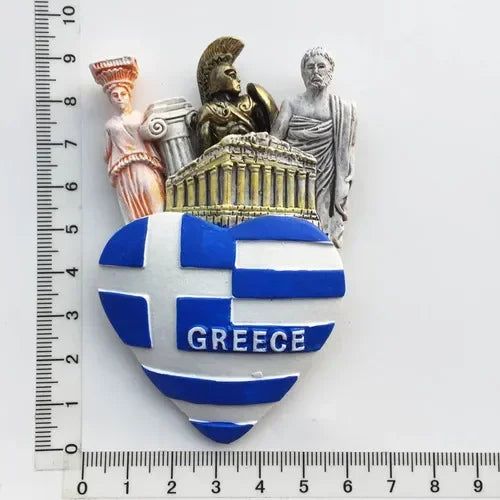 Greek Tourist Souvenirs Fridge Magnet Greece Flag Samurai Spartan Helmet Hand Painting Magnetic Refrigerator Stickers gife ideas - Grand Goldman