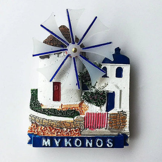 Greek Aegean Mykonos Island Windmill House Fridge Magnet Tourist Souvenirs Magnetic Refrigerator Stickers Home Ornaments - Grand Goldman
