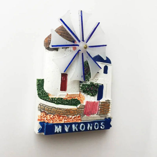 Greek Aegean Mykonos Island Windmill House Fridge Magnet Tourist Souvenirs Magnetic Refrigerator Stickers Home Ornaments - Grand Goldman