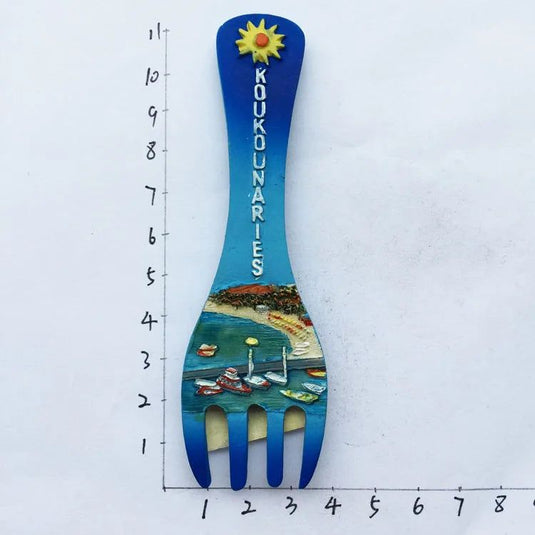 Greek Tourism Souvenir Spoon and Fork Shape Fridge Magnets Koukounaries Kukunaris Refrigerator Magnetic Stickers Travel Gifts - Grand Goldman