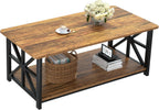 GreenForest Coffee Table for Living Room with Round Corners Farmhouse Style Center Table with Storage Shelf 39 Inch Space Saving Easy Assembly Gray Wash - Grand Goldman