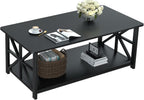 GreenForest Coffee Table for Living Room with Round Corners Farmhouse Style Center Table with Storage Shelf 39 Inch Space Saving Easy Assembly Gray Wash - Grand Goldman