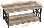 GreenForest Coffee Table for Living Room with Round Corners Farmhouse Style Center Table with Storage Shelf 39 Inch Space Saving Easy Assembly Gray Wash - Grand Goldman
