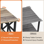 GreenForest Coffee Table for Living Room with Round Corners Farmhouse Style Center Table with Storage Shelf 39 Inch Space Saving Easy Assembly Gray Wash - Grand Goldman