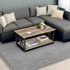 GreenForest Coffee Table for Living Room with Round Corners Farmhouse Style Center Table with Storage Shelf 39 Inch Space Saving Easy Assembly Gray Wash - Grand Goldman