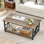 GreenForest Coffee Table for Living Room with Round Corners Farmhouse Style Center Table with Storage Shelf 39 Inch Space Saving Easy Assembly Gray Wash - Grand Goldman