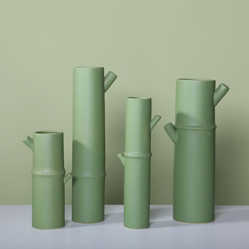Green Bamboo Ceramic & Porcelain Vase Modern Home Decor Flower Ornament - Grand Goldman