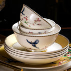 Guci Bowl and dish set household Jingdezhen Ceramic tableware  high-end luxury gold rimmed European bone china bowls plate - Grand Goldman