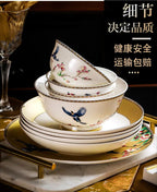 Guci Bowl and dish set household Jingdezhen Ceramic tableware  high-end luxury gold rimmed European bone china bowls plate - Grand Goldman