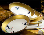 Guci Bowl and dish set household Jingdezhen Ceramic tableware  high-end luxury gold rimmed European bone china bowls plate - Grand Goldman