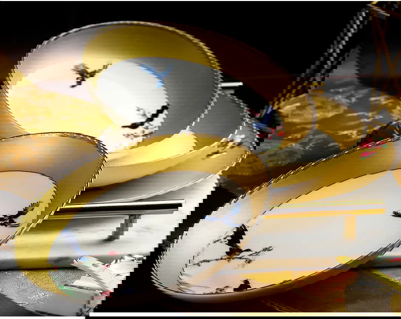 Guci Bowl and dish set household Jingdezhen Ceramic tableware  high-end luxury gold rimmed European bone china bowls plate - Grand Goldman