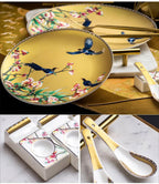 Guci Bowl and dish set household Jingdezhen Ceramic tableware  high-end luxury gold rimmed European bone china bowls plate - Grand Goldman