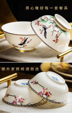 Guci Bowl and dish set household Jingdezhen Ceramic tableware  high-end luxury gold rimmed European bone china bowls plate - Grand Goldman